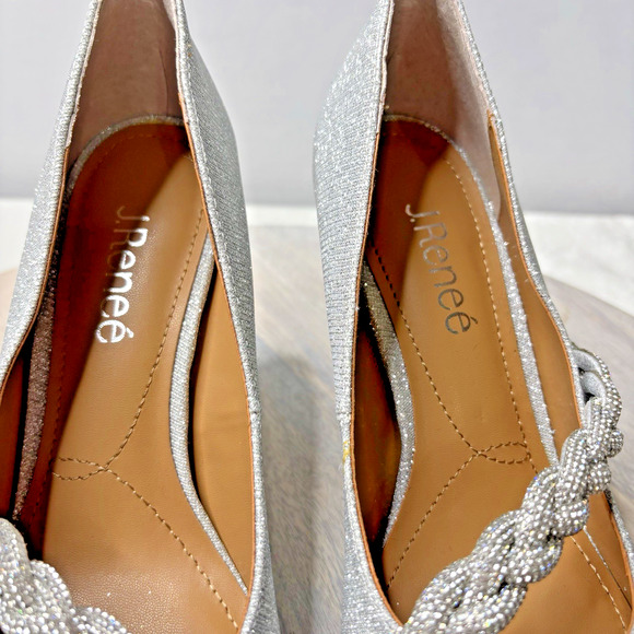 J. Renee Nyomee Silver Sparkle Pumps 7.5M - Picture 8 of 10